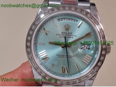 Replica Rolex DayDate 40mm QF 1:1 Best SuperClone Heavy Gain Weight Ice Blue Diamond Bezel President A2836 V5
