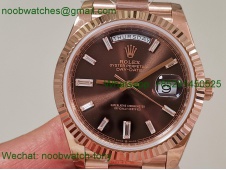 Replica Rolex DayDate 40mm Rose Gold QF Best SuperCLone Brown Diamond Dial V5 Gain Weight Heavy