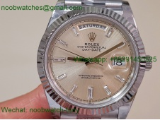 Replica Rolex DayDate 40mm QF Best SuperClone Silver Diamond Dial President A2836 V6 Heavy Gain Weight
