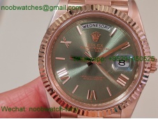 Replica Rolex DayDate 40mm Rose Gold CBDF 1:1 Best SuperClone Green Dial VR3255 Heavy Gain Weight 210g