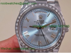 Replica Rolex DayDate 40mm CBDF 1:1 Best SuperClone Ice Blue Roma Dial Diamond Bezel VR3255 Heavy Gain Weight 210g 