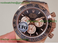 Replica Rolex Daytona 126515 UFO Gain Weight 1:1 Best SuperClone Rose Gold Dial Oysterflex Rubber UF4131 Free Sprung