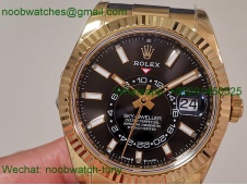 Replica Rolex Sky-Dweller 336238 Gain Weight Yellow Gold ZF Best SuperCLone Black Dial Rubber